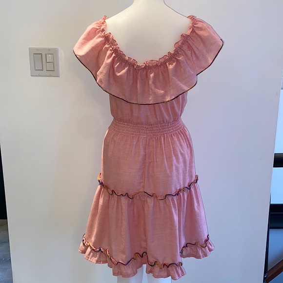 NEW** 70s Vintage Pink & Rainbow Ruffle Dress - Picture 10 of 14